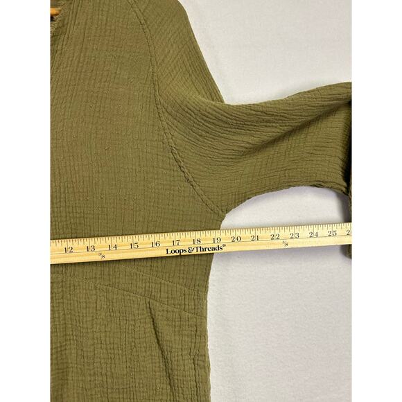 Igenjun Woman's Green Peasant Botton Down Top - Size‎ Small Bobo Casual - Picture 12 of 12